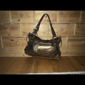 Bronze metallic shoulder bag